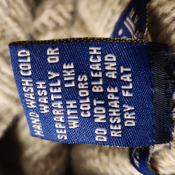 100% wool chunky oatmeal English country fishermen's cableknit cardigan sweater - Picture 8 of 12